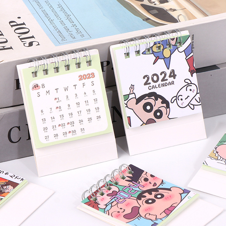 Colorful Creative 2024 Cartoon Mini Desk Calendar Simple Check-In Small Calendar Cute Desktop Ornament for Students