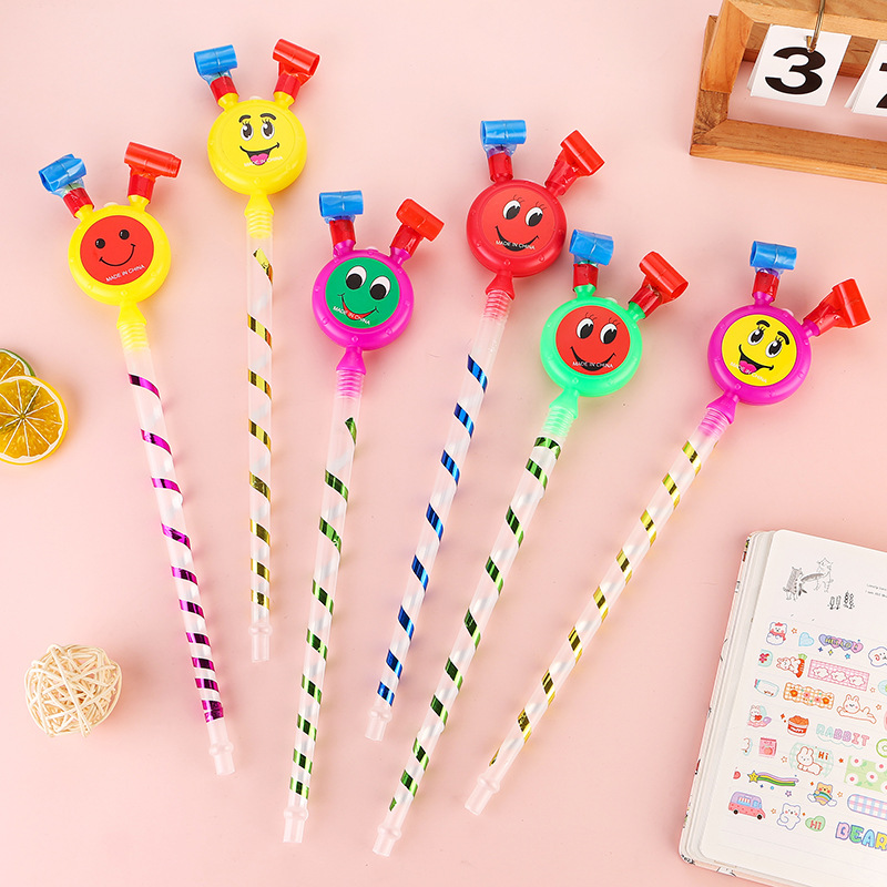 Vendor Pushing Gift Long Rod Horn Whistle Blowing Roll Children's Toy Party Large Blowing Dragon Smiley Blowing Dragon