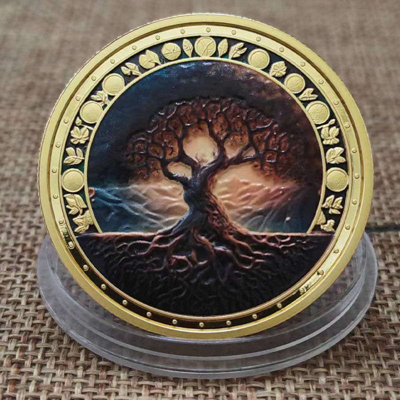 Кросс-бордерные поставки для зарубежной торговли, памятные монеты Древо Жизни, металлические изделия, монеты, значки, золотые монеты