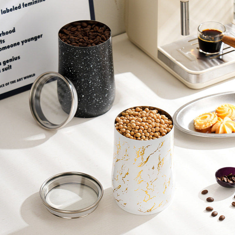 Запечатанная банка из нержавеющей стали, банка для сохранения кофейных зерен, большая банка для хранения с крышкой