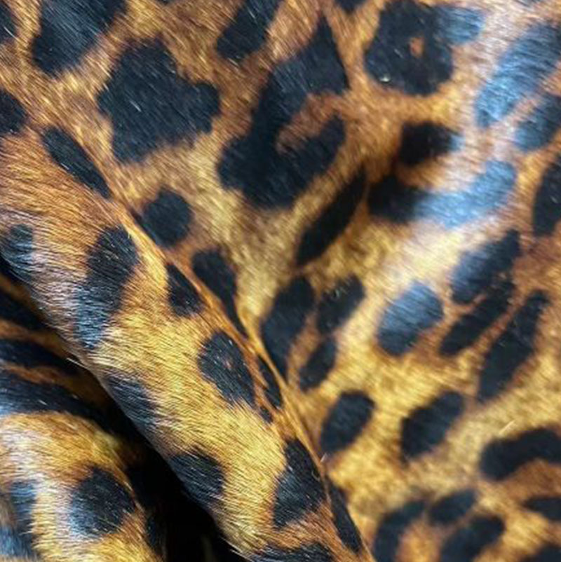 Ready Stock Leopard Print Horse Leather Genuine Fur Integrated Whole Sheet Various Specifications Clothing Fabrics Horse Fur Leather