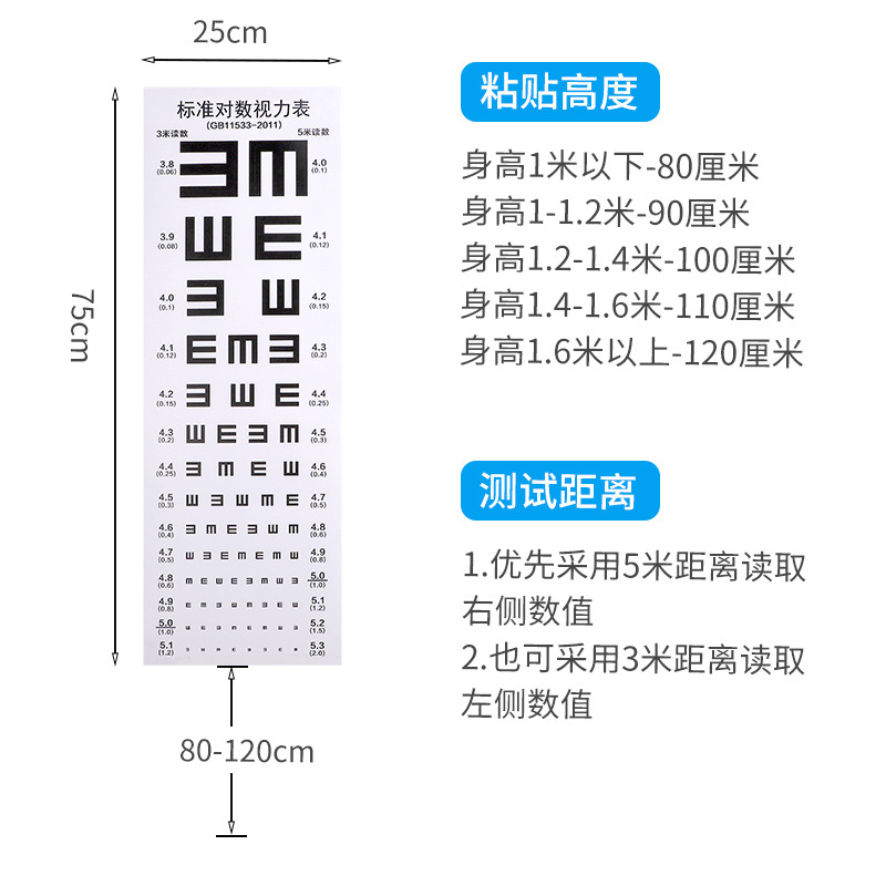 Visual chart tear not bad international standard visual chart logarithmic thick wall chart children's visual chart a large number of spot wholesale