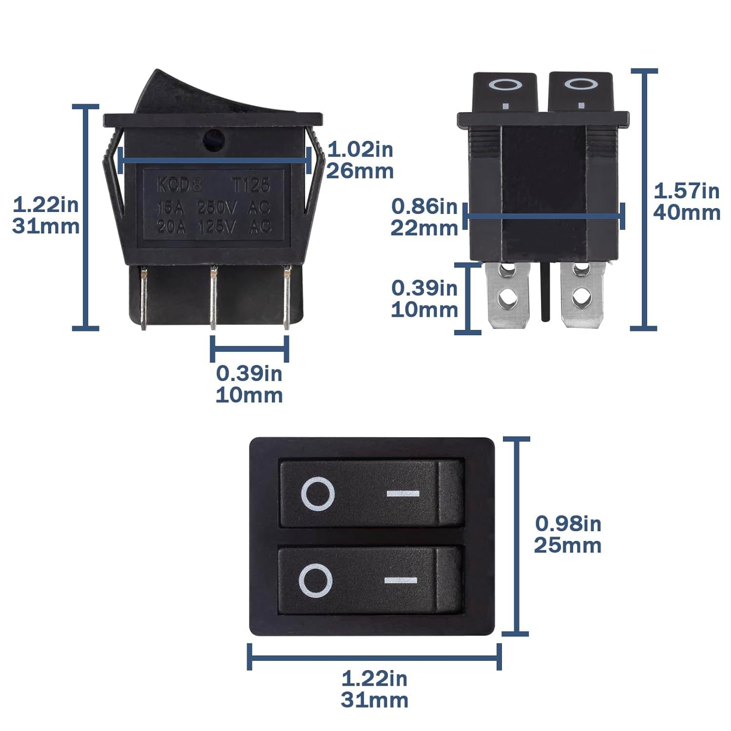 Vexunga Doppel Wippschalter Kippschalter 6 Polig Ein\/Aus Do