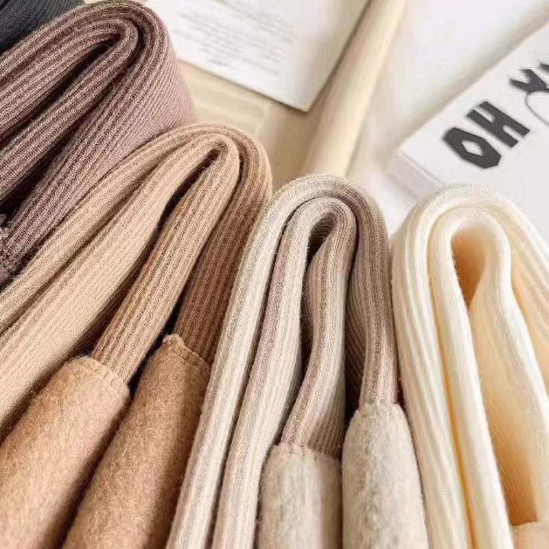 Socks Women Autumn and Winter Land Color Snow Socks Mid-tube fleece-lined Thickened Warm Sleeping Floor Stockings Winter Women