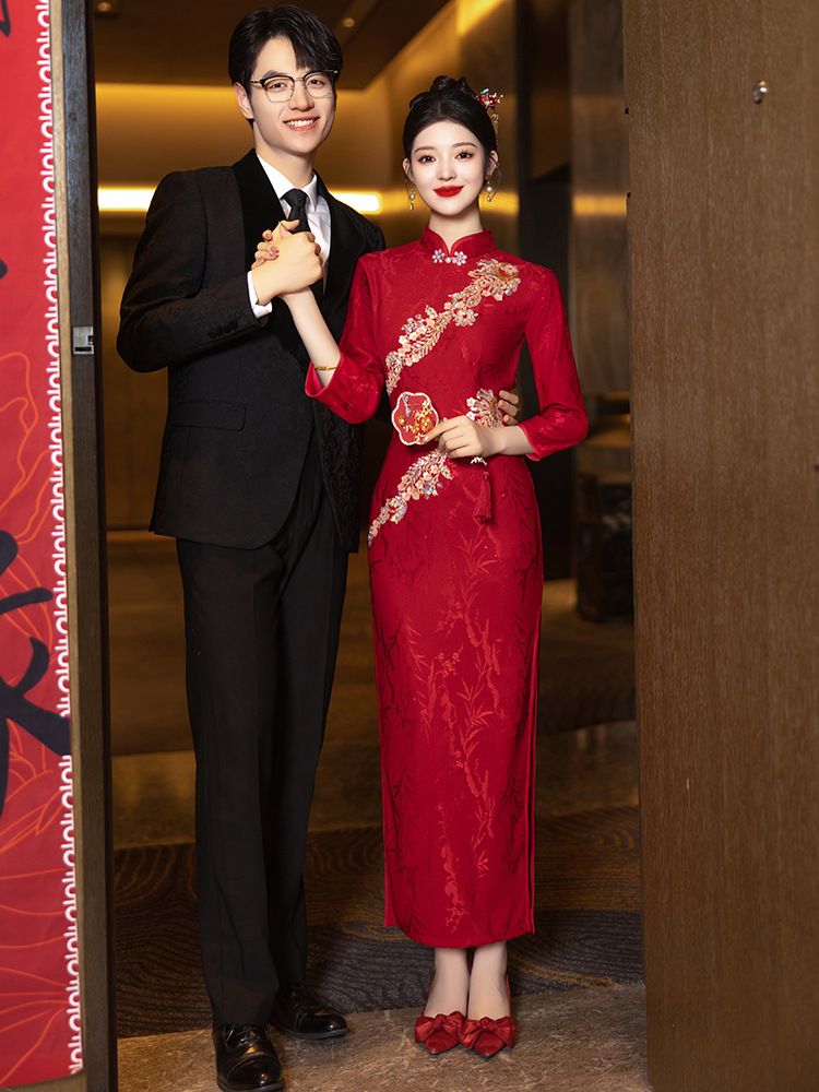 Wedding Cheongsam Toast Dress 2025 New Bride Red Dress Engagement Banquet New Chinese Summer Heavy Industry