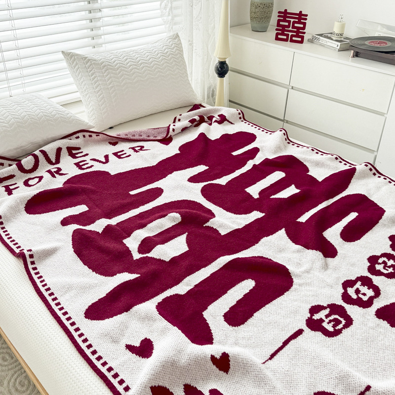National Tide Wind Wedding Baixi Gai Blanket Wine Red Baifu Blanket Office Shawl Blanket Gift Cross-border Foreign Trade Xiyin