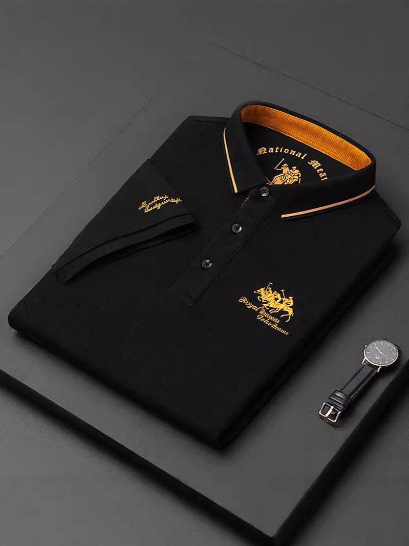 Popular ShorT-sleeved T-shirT Men's Summer New ProducT for Young and Middle-aged Men Pure Color Embroidered POLO ShirT Casual T-shirT Trendy