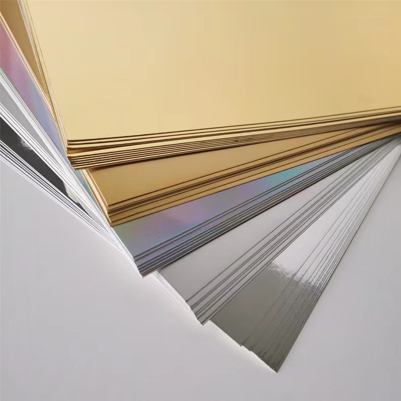 In stock 250g gold and silver cardboard DIY handmade laser paper mirror pet paper bright gold bright silver packaging special paper wholesale