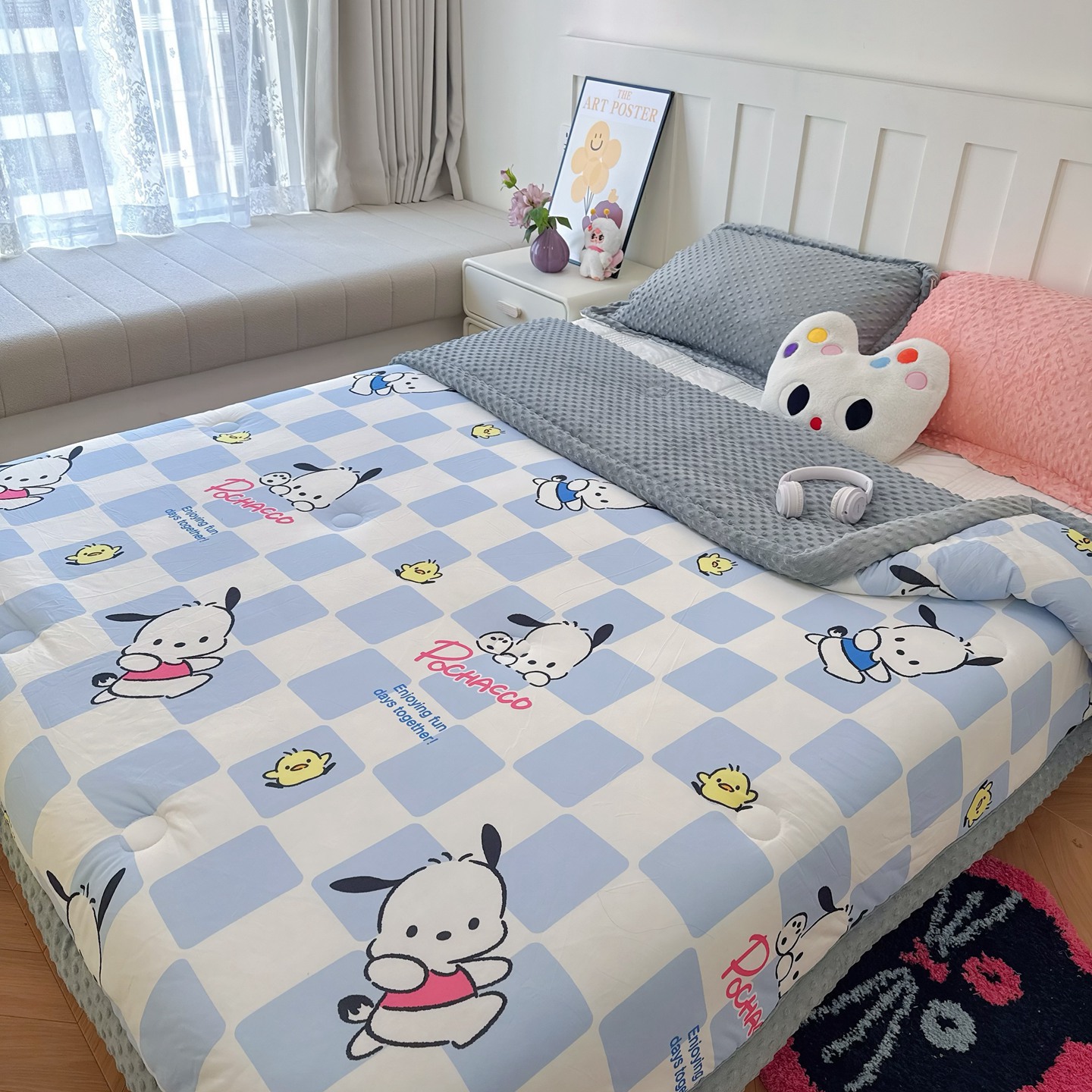 Sanrio Cartoon Knitted Cotton Beanie Quilt Kidsren's Baby Nap Blanket Soothing Quilt Thickeneded Beanie Velvet Quilt