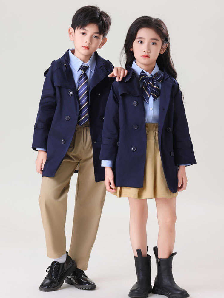 Детское ветровое пальто, школьная форма, британский стиль, костюм для мальчиков и девочек