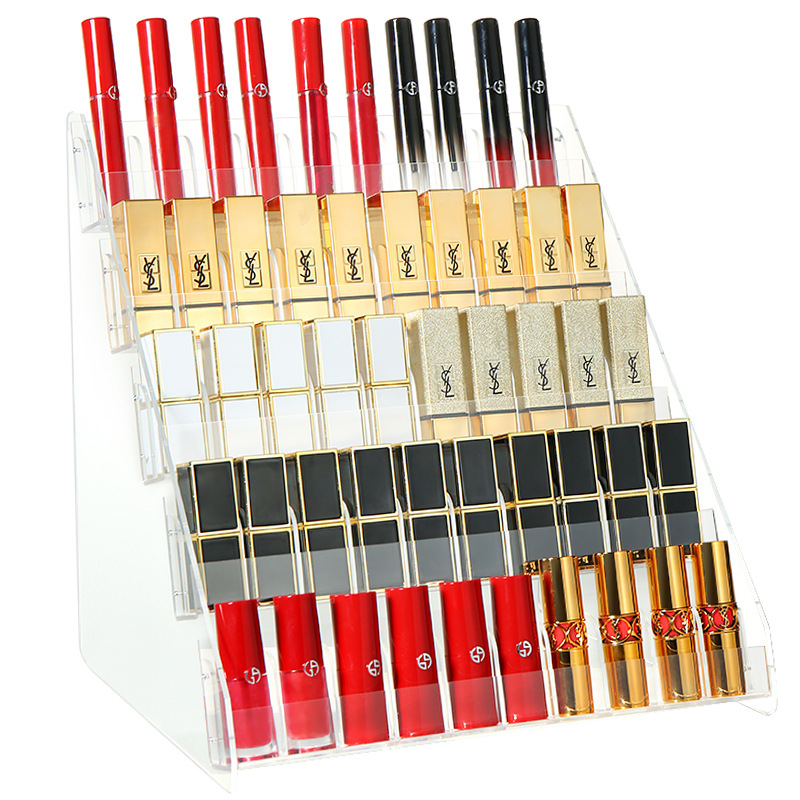 Transparent Lipstick Storage Rack, Acrylic Ladder Display Rack, Lip Glaze Powder Storage Box, Large Capacity Display Rack