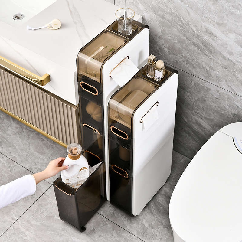 Light Luxury Bathroom Gap Cabinet Storage Rack Storage Cart Installation-free Toilet Toilet Toilet Storage Cabinet Floor