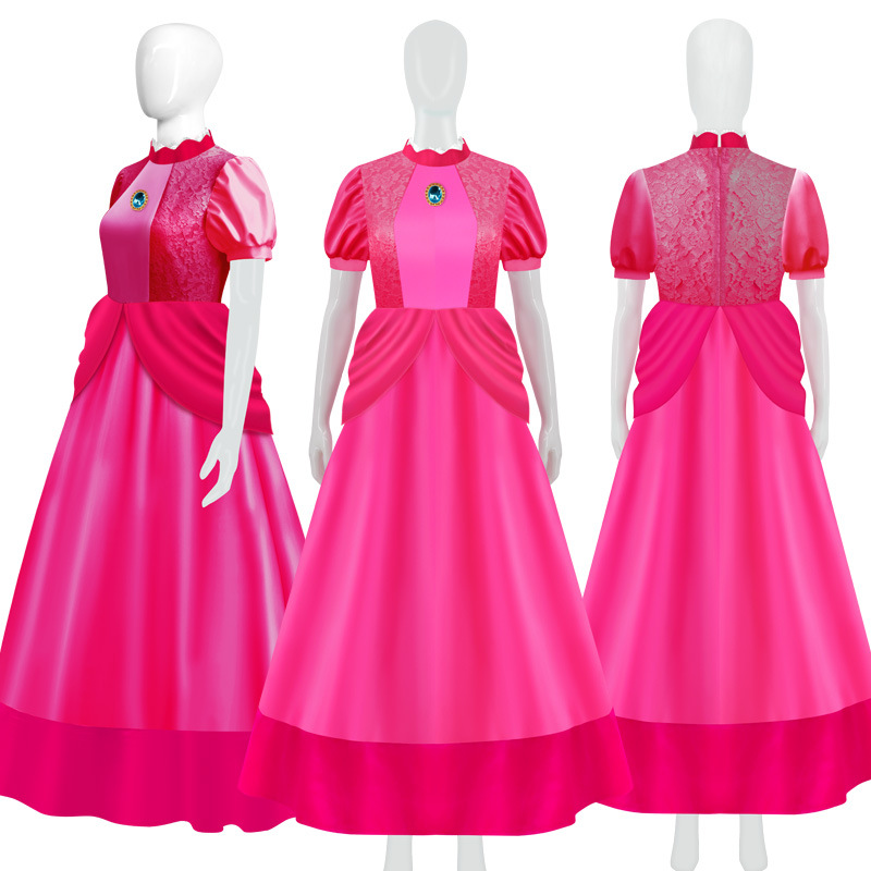 Костюм супер Мэри для детей Марио Бригитта Персиковый цветок платье принцессы косплей