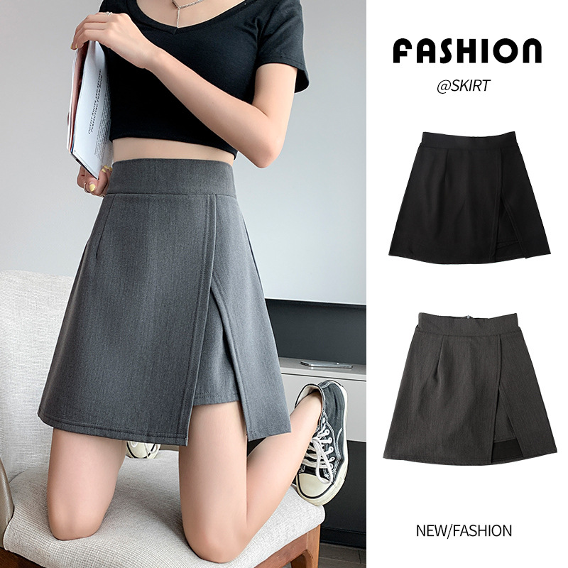 Skirt Fat Pleated Summer Women's A-Line Skirt Slimming Look Slightly Fat Slit Skirt 2025 High Waist Large Size Black Hip Covering