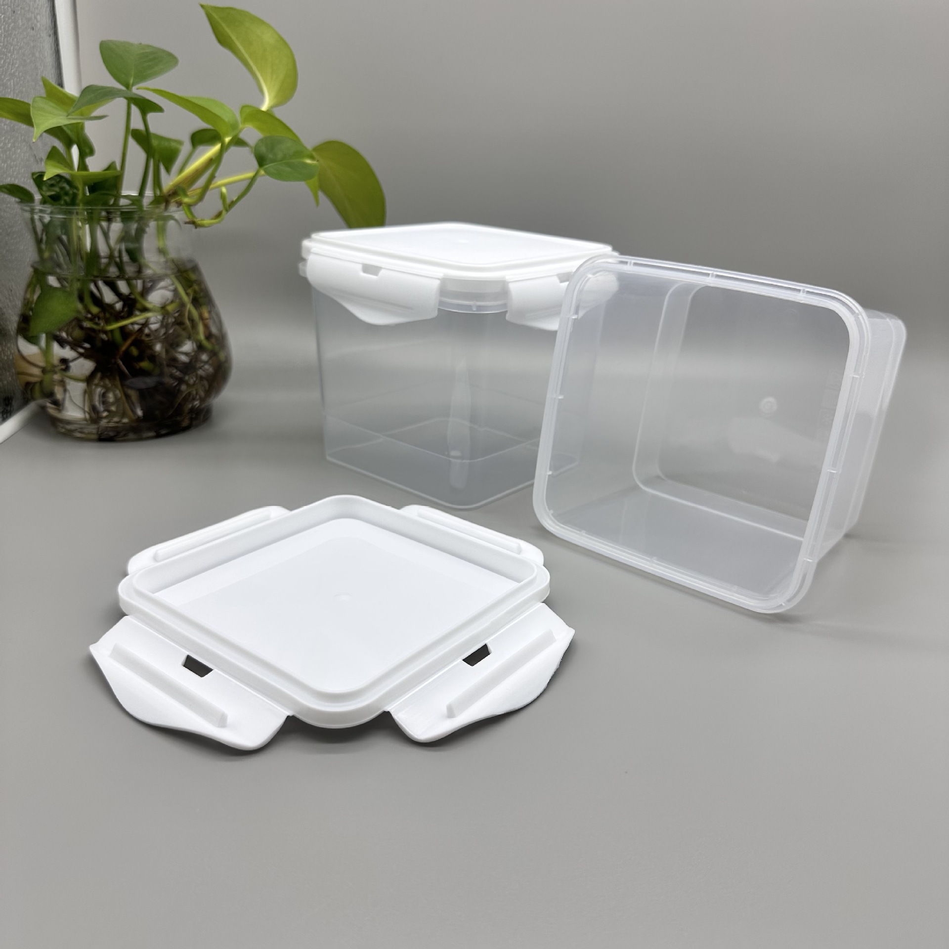 1-Liter Square Yogurt Container Made of Food-Grade Material with Lid and Sealing Ring, Preservation Container, Freeze-Drying Box, Certified Milk