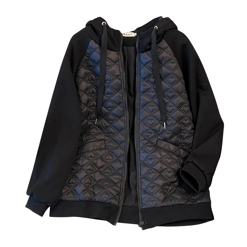 Plus size chubby girl chest circumference 150 plus size loose winter new cotton-padded clothes stitching casual coat 9105