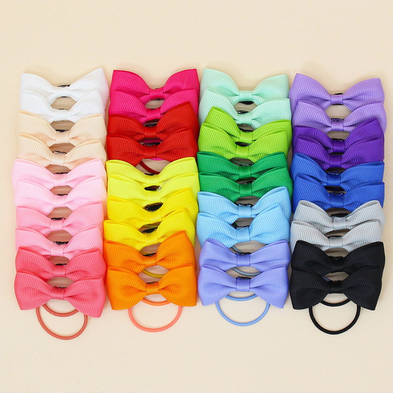 40/set European and American Amazon solid color bow children's hairpin suit girls' hairpin rib band rubber band headdress