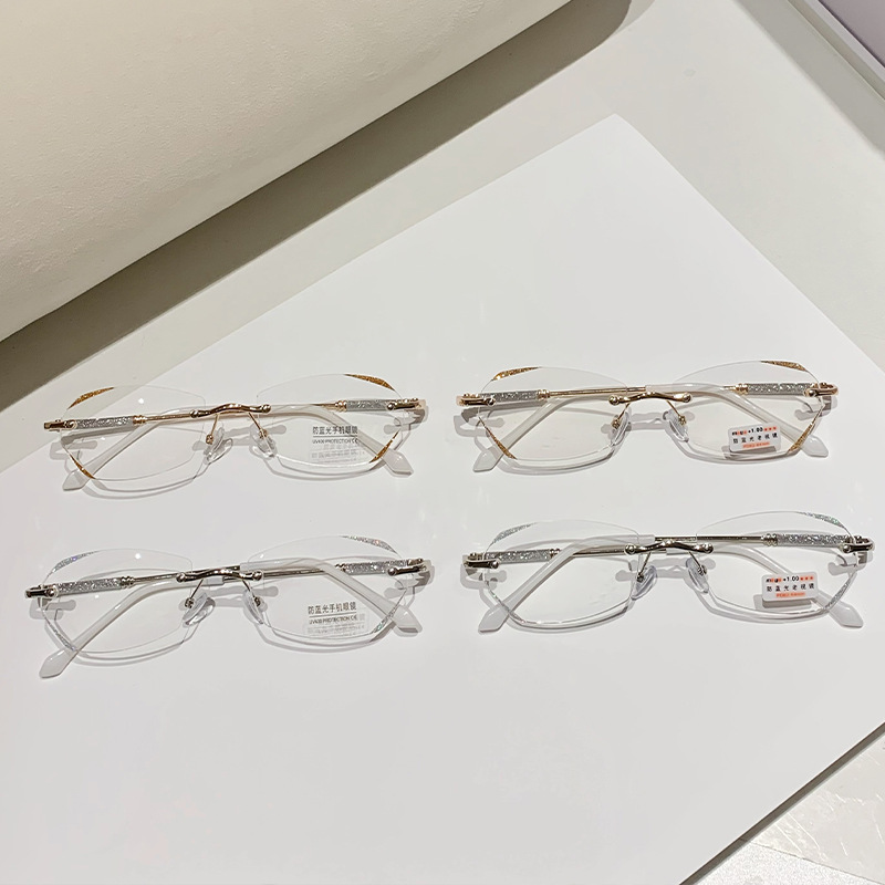 New cut edge fashion Starlight thin flash anti-Blue reading glasses shaking sound explosion anti-blue edge women's makeup mirror wholesale