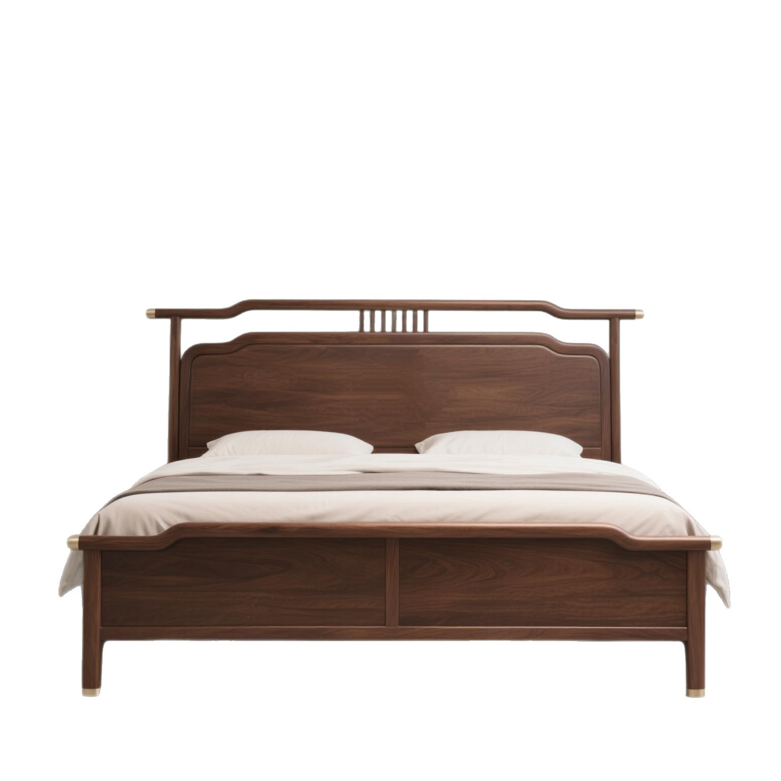 New Chinese-Style Solid Wood Bed for Master Bedroom, Wedding Bed, Home Use Double Bed, Chinese-Style Ebony Wood Song-Style Large Bed for Wedding Room Master Bedroom