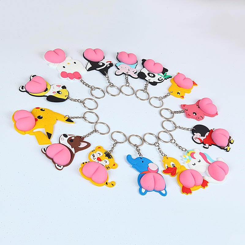 Оптовая продажа ключницы "Персиковая попа", антистресс, мягкий ключ-брелок, розовые украшения для бедер