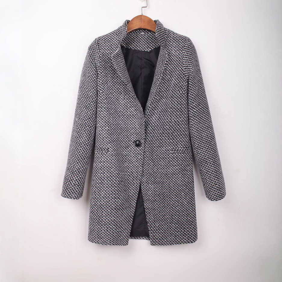 2025 Autumn and Winter European Station Houndstooth Coat Mid-Length Large Size Special Price Houndstooth Coat Ebay Hot Sale