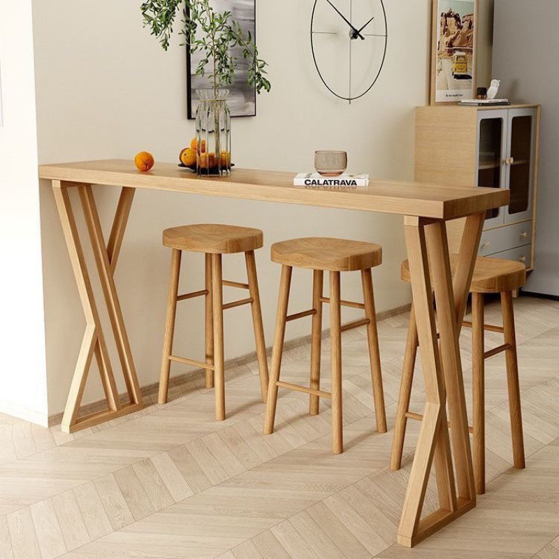 Барный стол из массива дерева, комбинация для молочного чая