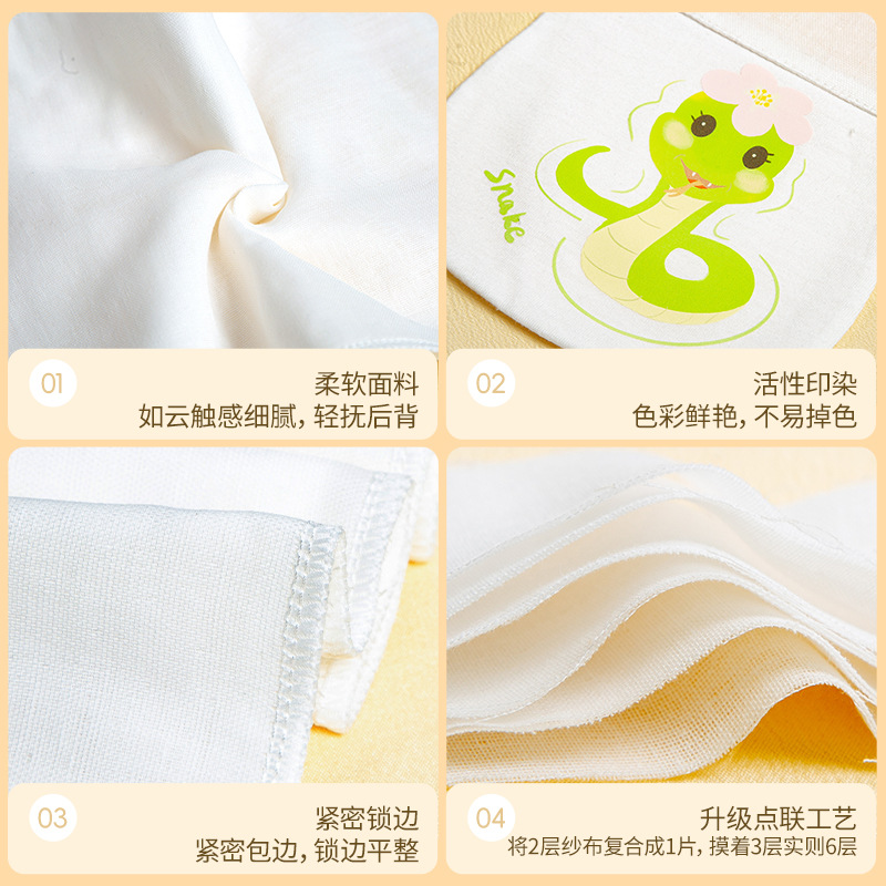 Manufacturer Wholesale Baby Breathable Sweat Towel 4 Pack Kindergarten Sling Sweat Towel Twelve Zodiac Cotton Yarn Sweat Absorbent