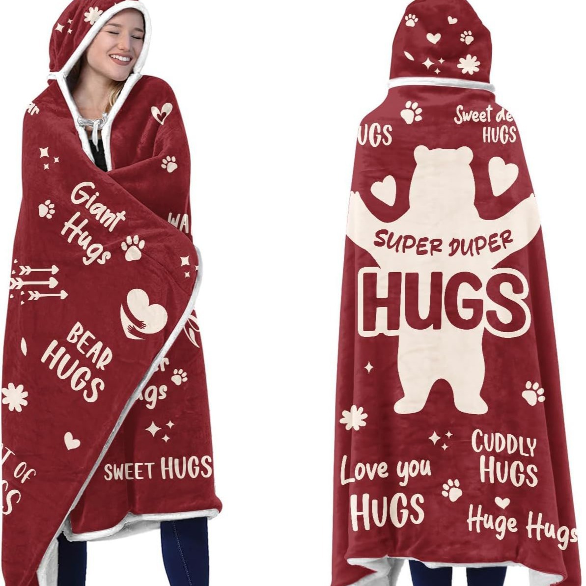 Factory Direct Supply Sherpa Wool Wearable Blanket Hoodie Christmas Gift Blanket for Relatives