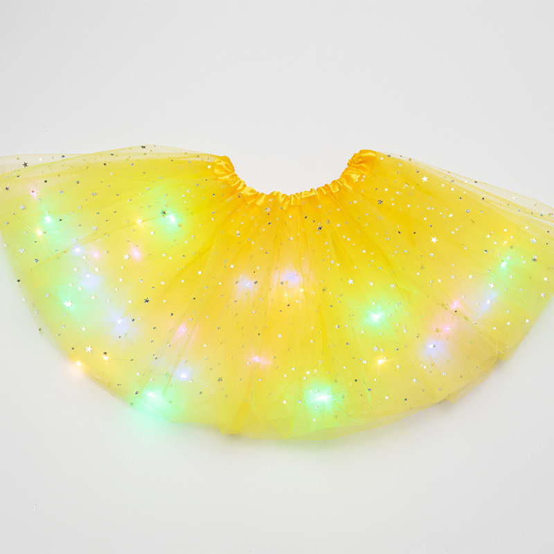 Foreign Trade Kidsren's Skirt European and American Led Light Skirt Kidsren's Tutu Skirt Tutu Skirt Star Sequin Luminous Skirt Gauze Skirt Skirt