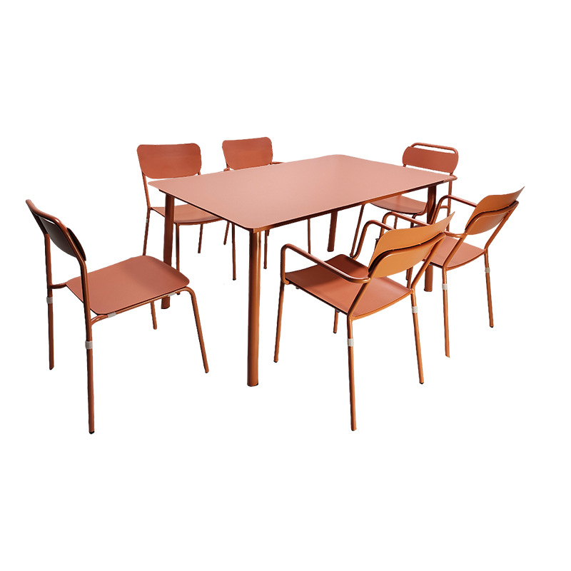 Cross-Border Outdoor Wrought Iron Tables and Chairs for Leisure Homestays, Milk Tea Shops, Cafes, and Simple Courtyard Metal Seating Sets