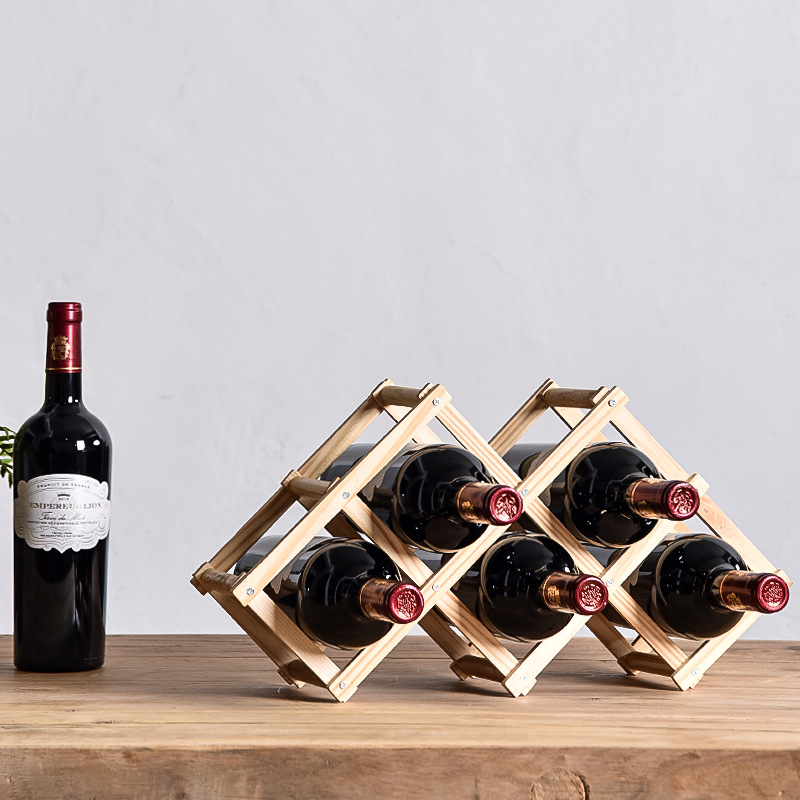 Red Wine Rack Ornaments Wine Rack Solid Wood Household Small Modern Simple Red Wine Cabinet Display Rack Red Wine Plaid