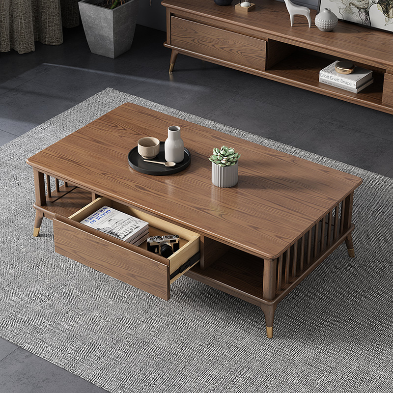 Nordic Solid Wood Coffee Table Small Living Room Ash Wood Coffee Table Tv Cabinet Combination Modern Simple Tea Table