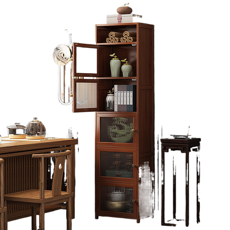 Chinese-style Antique Tea Cabinet Household Multi-functional Storage Rack Office File Tea Set Ornaments Storage Cabinet