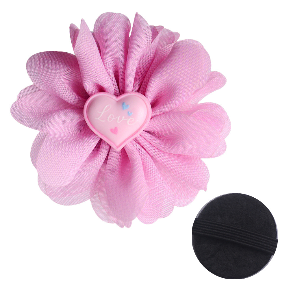 Cross-border Valentine's Day Series Cat and Dog Pet Collar Decorative Fabric Flower Pink Rose Chiffon Sequin Cloth Flower