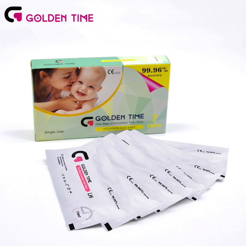 Factory Direct Sales Golden Time High-Precision Early Pregnancy and Ovulation Test Strips Lh Strips 7/Box