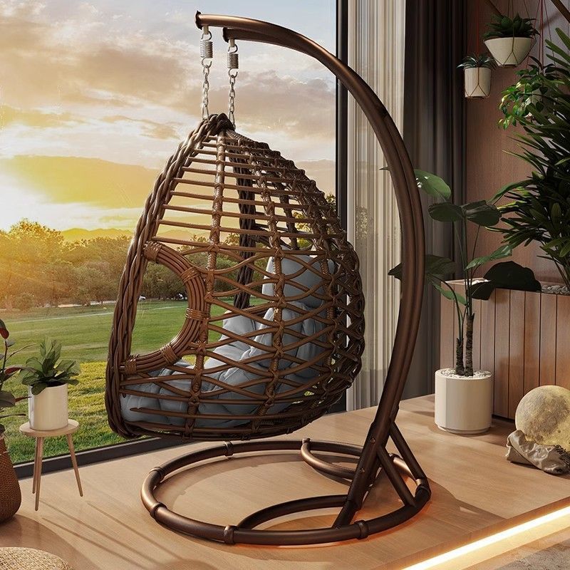 Outdoor Hanging Basket Chair Swing Courtyard Double Hanging Chair Home Balcony Indoor Net Popular Bird's Nest Hammock Rattan Chair Rocking Chair