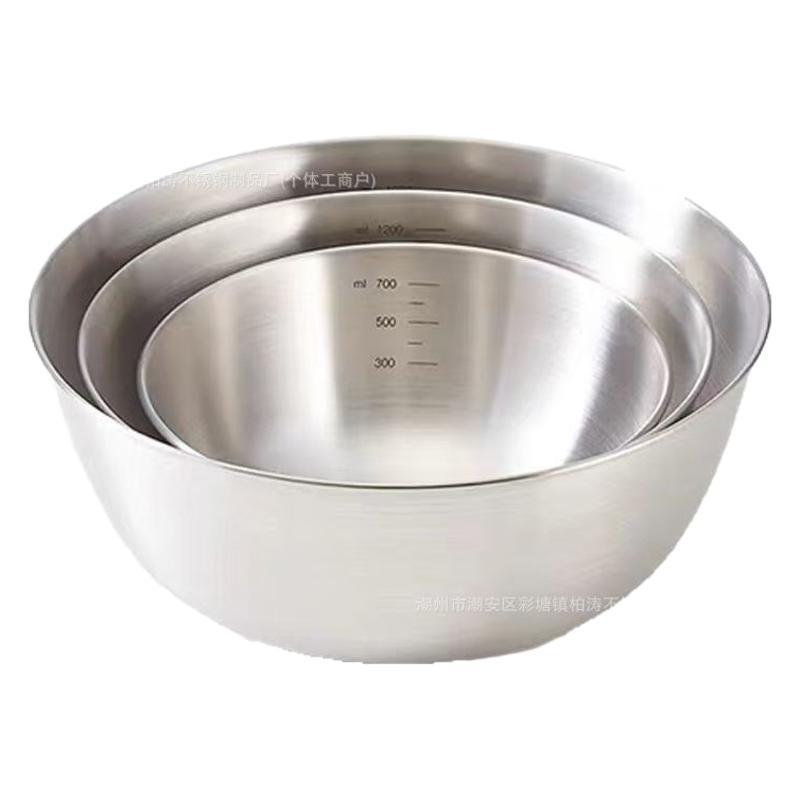 Ins Style Simple Stainless Steel Thickened Korean Style Salad Bowl Cold Noodles Bibimbap Bowl High Color Value Fruit Household