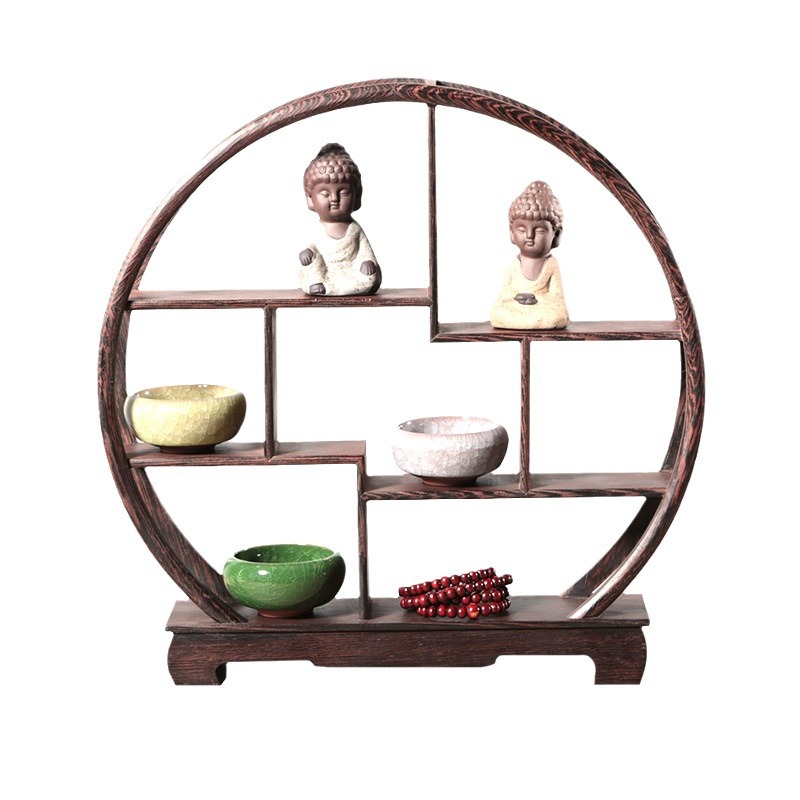New Chinese style antique shelf chicken wing Wood Duobao Pavilion teapot shelf decoration shelf Duobao Pavilion decoration tea set display shelf