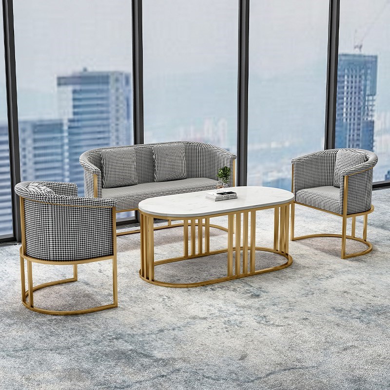 Nordic Sales Office Negotiation Table and Chair Combination Leisure Round Table Hotel Beauty Salon Card Seat Business Reception Sofa