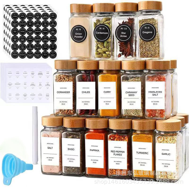 Квадратная солонка, кухонная банка для приправ, набор для приправ, стеклянная банка из акации