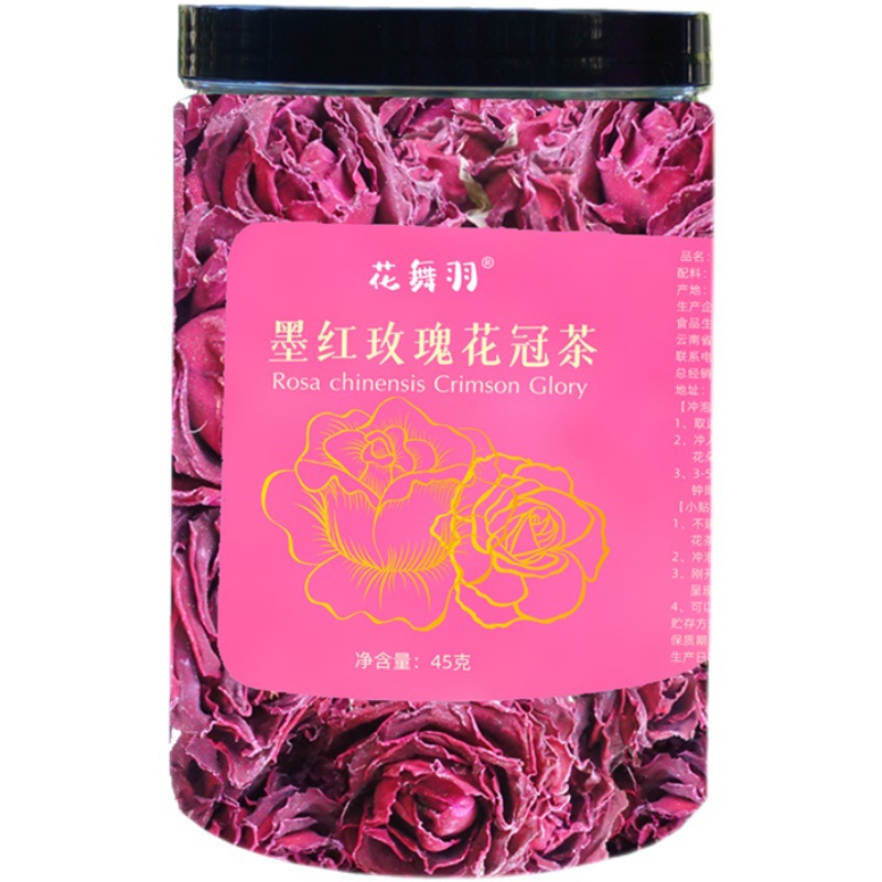 Sulfur-Free Large Dark Red Rose Tea Flower Crown Dried Yunnan Plateau Natural Whole Flower Sugar-Free Soaked in Water Canned Flower Dance Feather