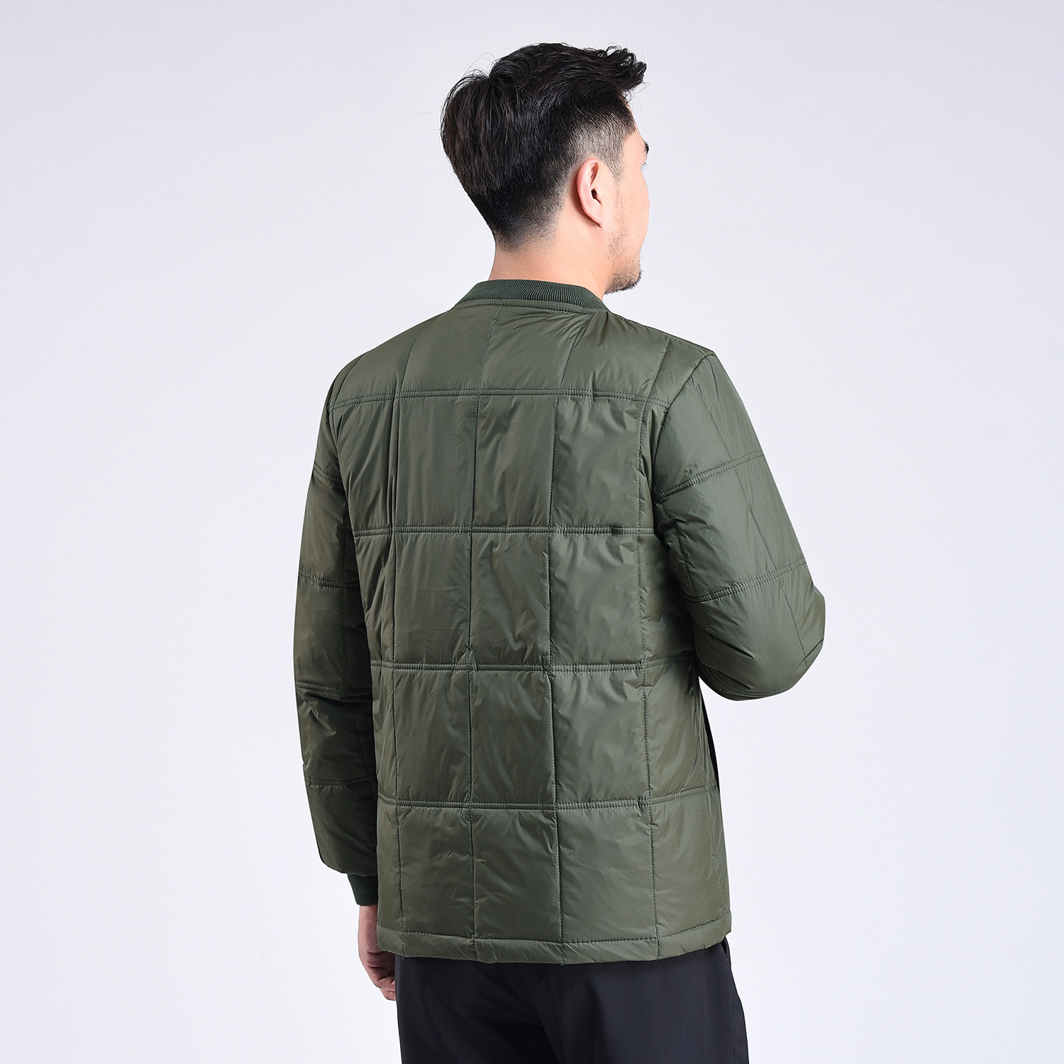 Middle-Aged and Elderly Men's down Jacket Stand Collar Threaded Long Sleeve Thickened down Liner Wholesale