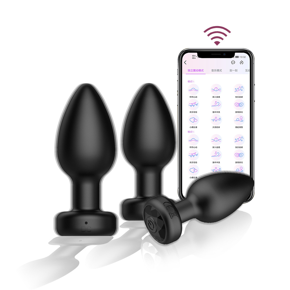 Black Diamond Women's App Charging 10-Frequency Remote Control Vibrating Anal Plug G-Spot Backcourt Masturbation Sex Products Manufacturer Wholesale