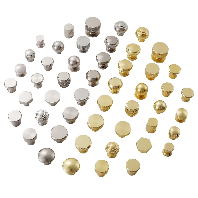 Golden Silver Single hole handle light luxury cabinet door modern minimalist wardrobe cabinet Nordic American round drawer handle