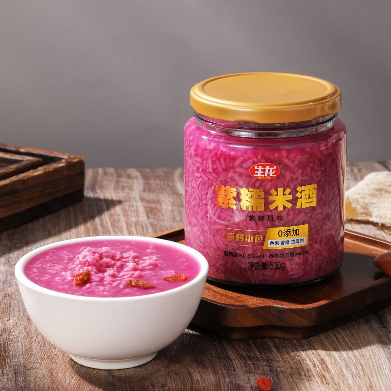 Shenglong Rice Wine, Fresh Rice Wine, Purple Glutinous Millet Wine, Egg Glutinous Rice Wine, Sweet Wine, Confinement Rice Wine, Supermarket Same Style 500g