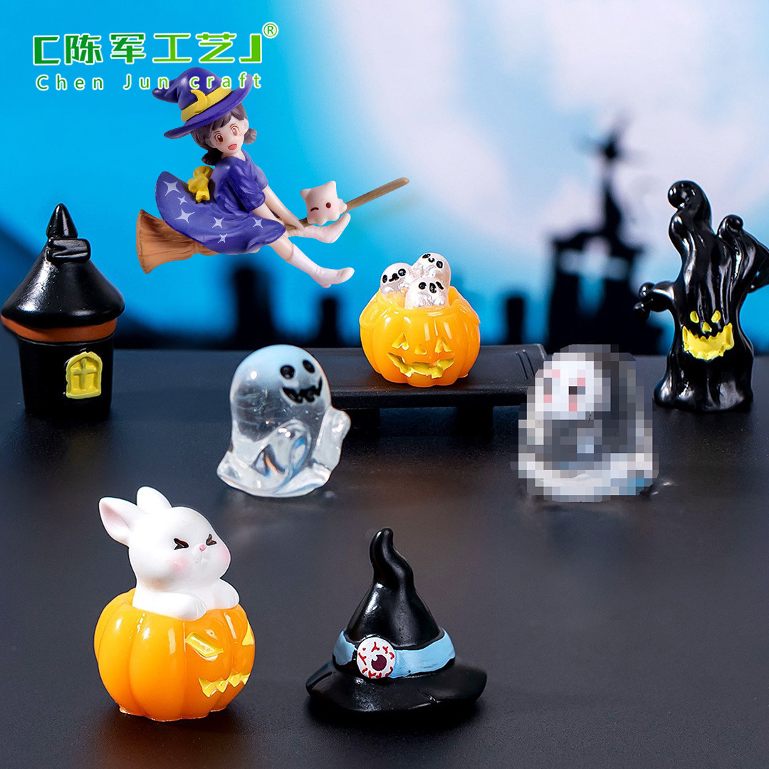Cross-border Trade Micro Landscape Halloween Crystal Ball Decorations Accessories Faceless Ghost Pumpkin Resin Small Ornaments