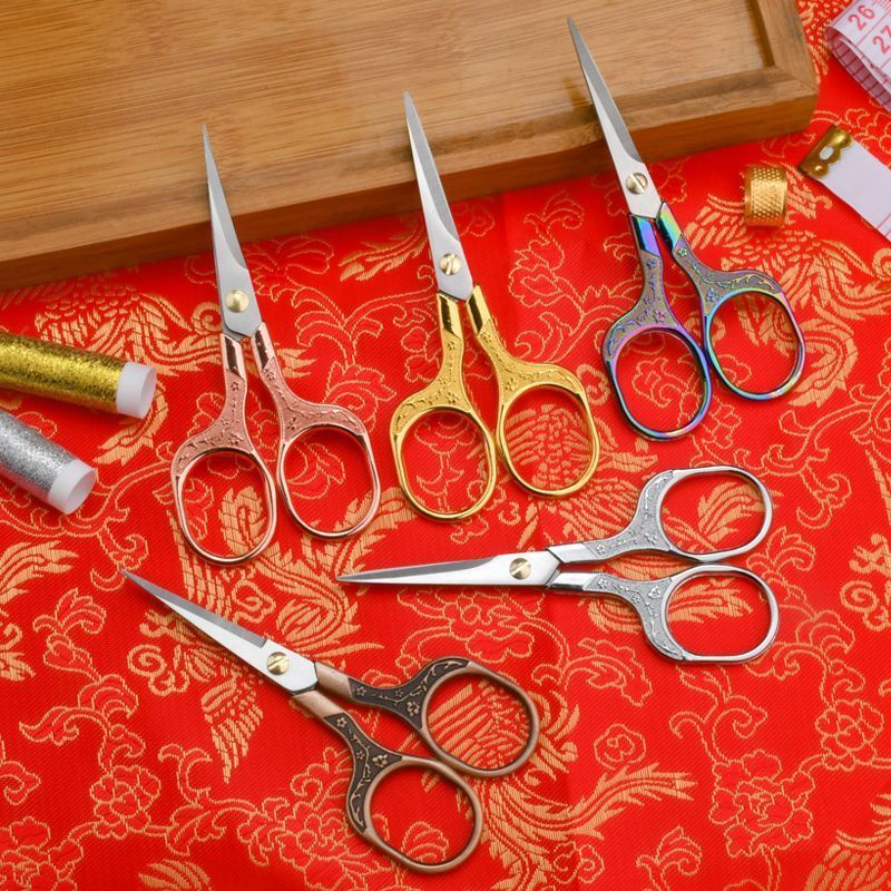 Chinese Style Exquisite Plum Blossom Scissors Home Office Tailor Cross Stitch Sharp Retro Small Scissors Stainless Steel Tea Scissors