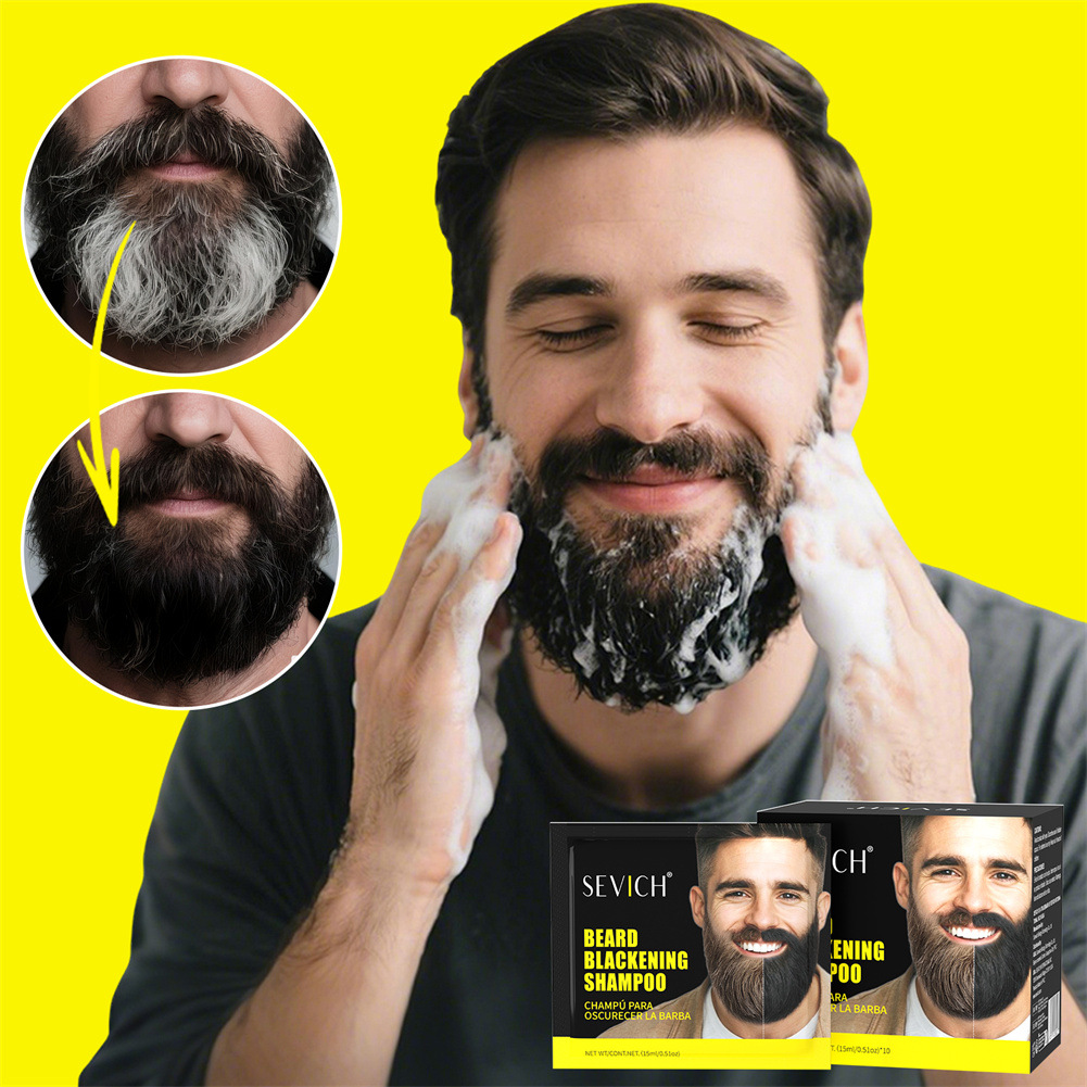 sevich Foreign Trade Plant Beard Shampoo Cover White Hair Natural Black Beard Run Black Dew Shampoo Cross Border