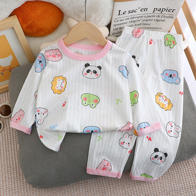 2024 summer children's long-sleeved trousers home wear suit cotton underwear baby thin pajamas pajama pants air conditioning clothes