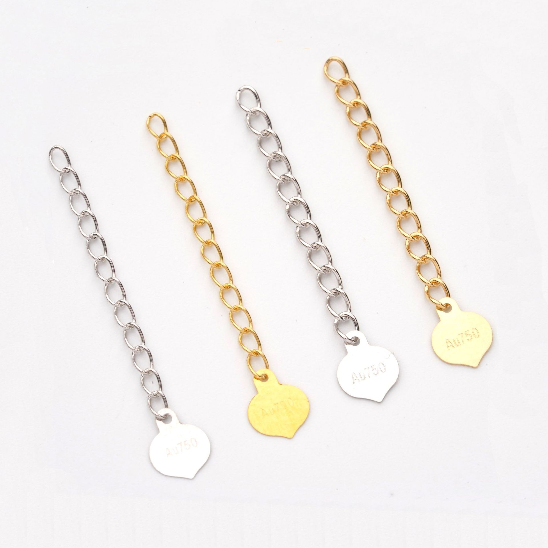 18K Gold Heart Extension Chain Tail Chain Multifunctional Bean Pearl Adjustable Chain DIY Necklace Bracelet Anklet Combination